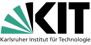 Logo-ul Institutului de Tehnologie din Karlsruhe, cu un evantai stilizat de culoare verde și textul scris cu negru.
