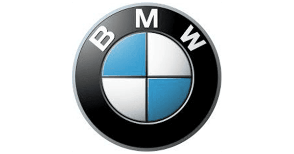 Logo-ul BMW cu chenar alb-negru și patru câmpuri alb-albastre.