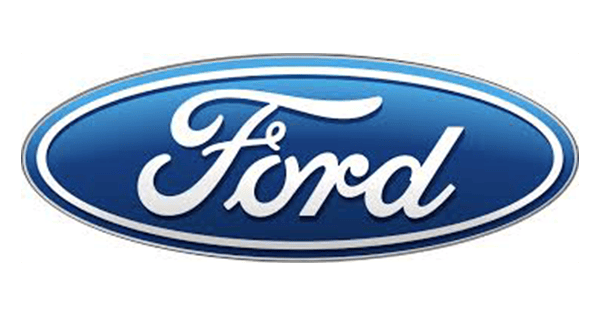 Logo Ford albastru cu litere albe și cadru oval.