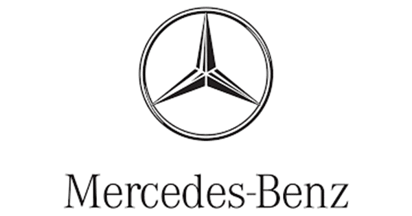 Logo-ul Mercedes-Benz negru, cu o stea cu trei colțuri, pe fond alb.